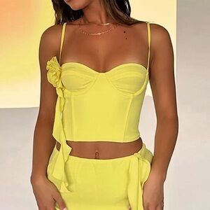 White Fox Boutique Women's Yellow Corset Top Size Small